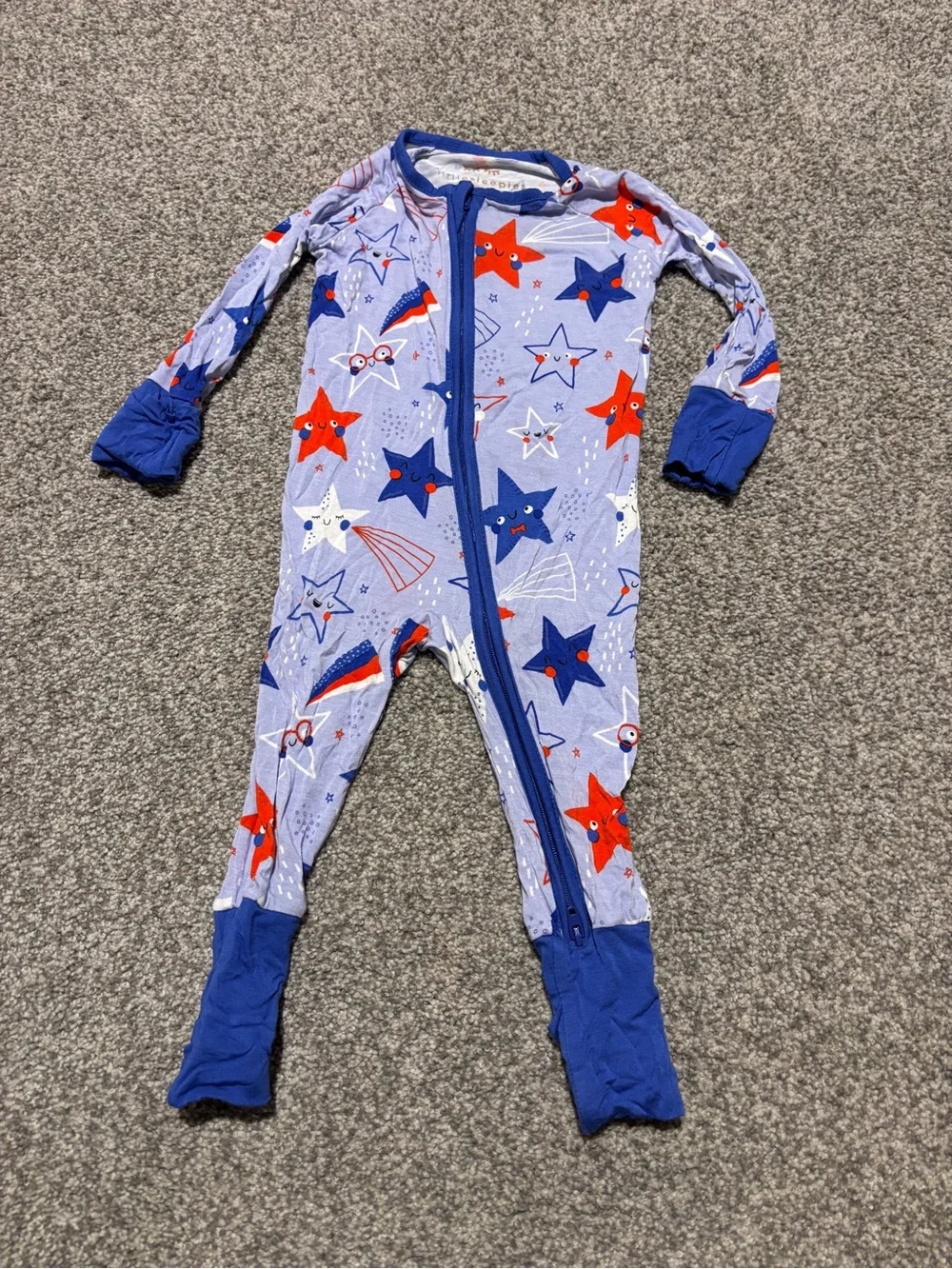 Little Sleepies - Blue Star-Print Zippy (3-6 mo)
